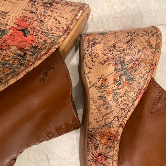 Leather Born slide Mule sandals shoes woman wedges size 8 - Picture 3 of 6